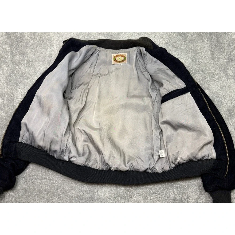 Vintage 80s Banana Republic Bomber Jacket Size 38 Navy Wool Safari Classic 1980s